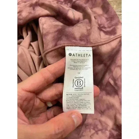 Athleta Salutation Stash Pocket II 7/8 Pink Tie Dye Leggings Women's 1X - Picture 4 of 9